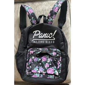 Panic At The Disco Unisex Book Bag Backpack Floral Accents Embroidered Emo Band